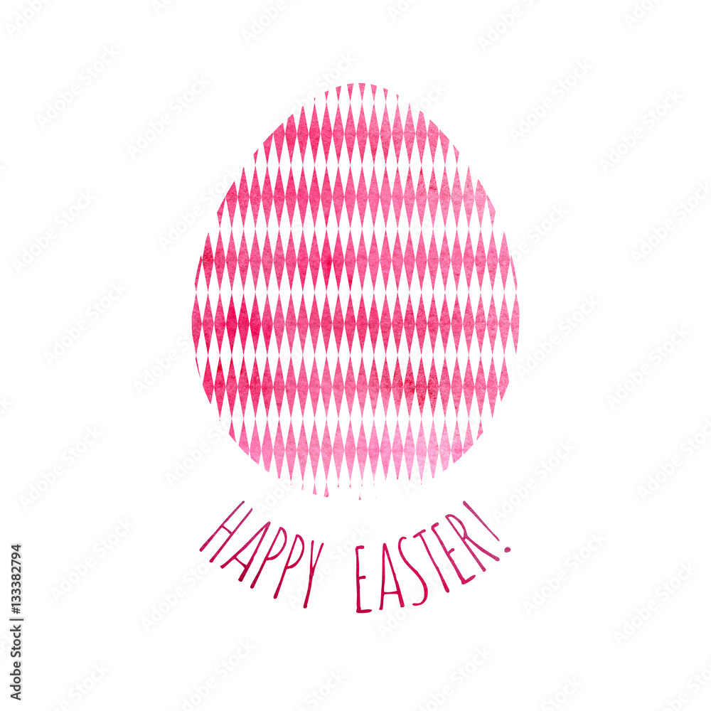 Modern Happy Easter template for greeting card or invitation design with bright egg and watercolor splash