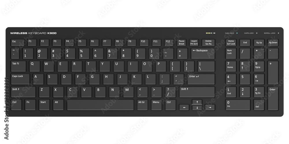 Black wireless computer PC keyboard - obrazy, fototapety, plakaty 