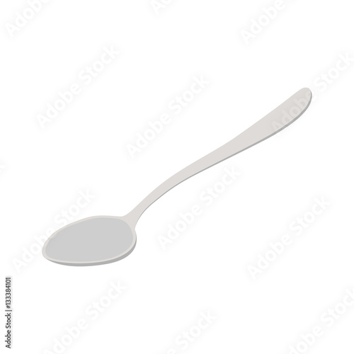 Metal spoon in flat style. Silverware for dinner, restaurant