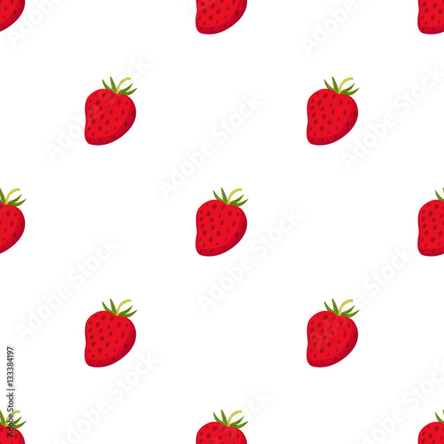 Cartoon berries pattern. Ripe organic vitamin strawberry illustration