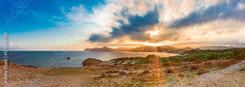 Spanien Mallorca Panorama Sonnenuntergang an der Küste von Cala Ratjada photo