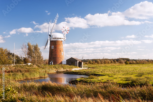 Horsey wind pump, Norfolk in United Kingdom. photo