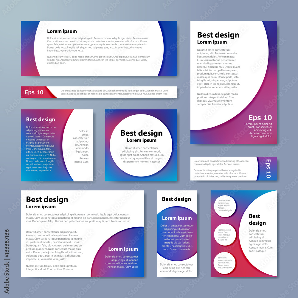 Purple corporate identity design template circles. Vector company style for brandbook