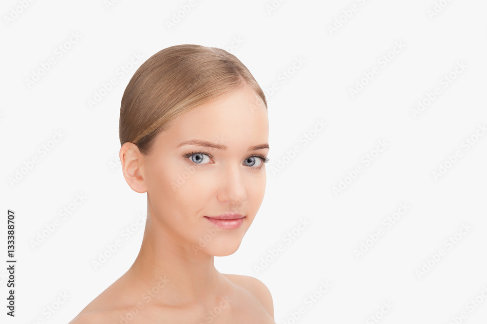 Beauty Woman face Portrait. Skin Care Concept Isolated on a white background Beauty Woman face Portrait. Skin Care Concept Isolated on a white background