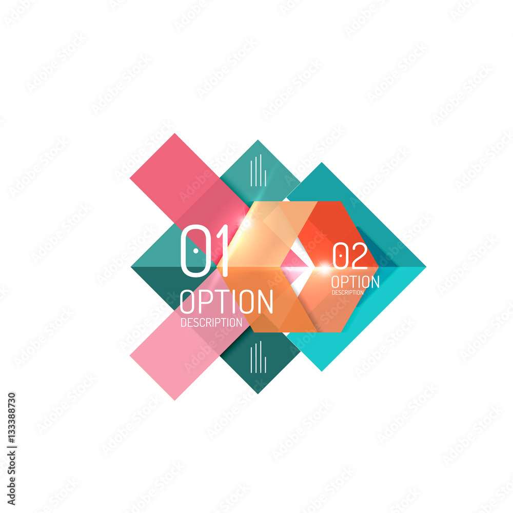 Geometric abstract composition with text and options Geometric abstract composition with text and options