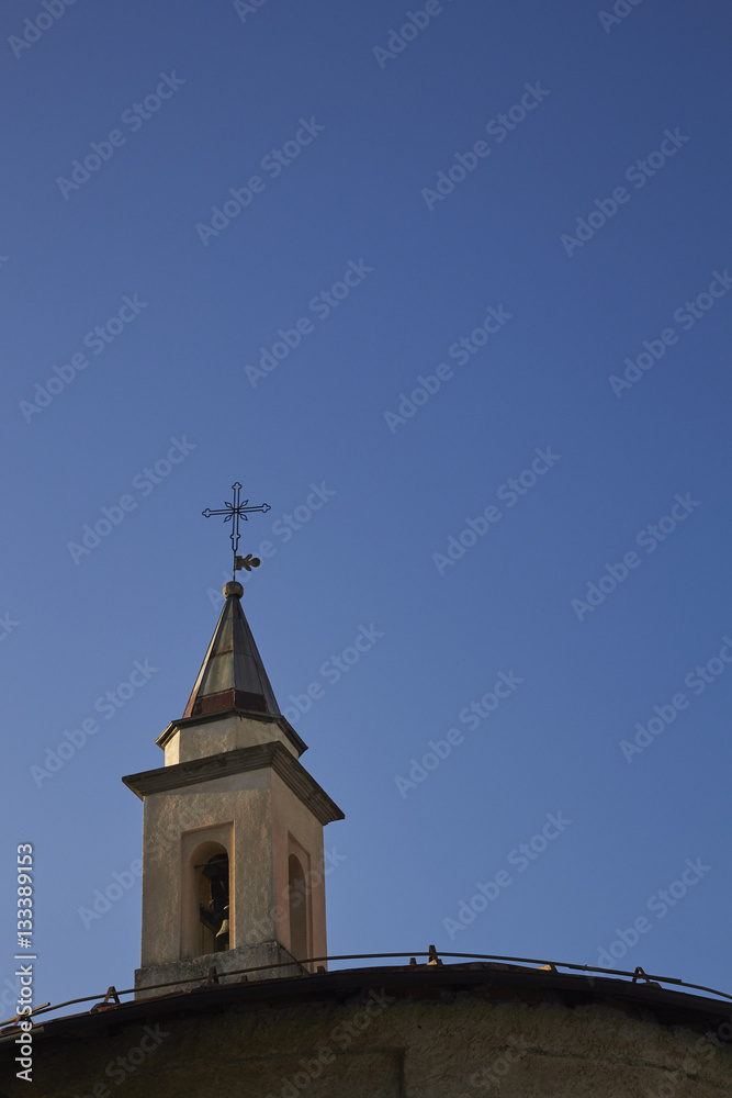 Chiesa Sant'Antonio, Entracque, Cuneo, Piemonte, Italy. The Italian Maratime Alps are in the background.