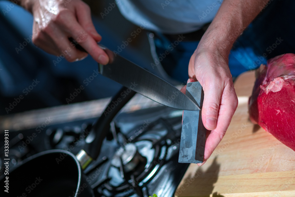 Big knife sharpening before butchering meat Big knife sharpening before butchering meat