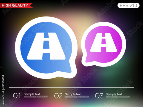 Colored icon or button of road symbol with background
