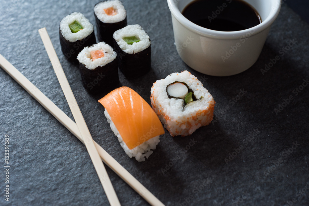 Sushi Set sashimi and sushi rolls Sushi Set sashimi and sushi rolls