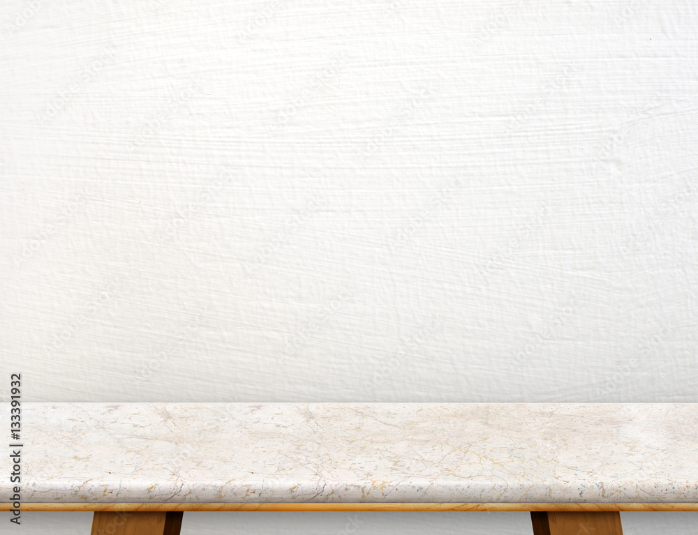Empty cream marble table top with white concrete wall,Mock up fo Empty cream marble table top with white concrete wall,Mock up fo