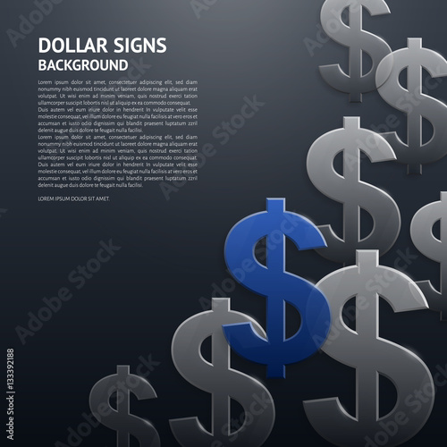 Vector background with glossy, transparent dollar signs.