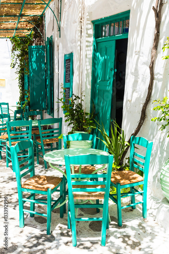 Traditional Greece series - cute small street taverna. Amorgos island © Freesurf