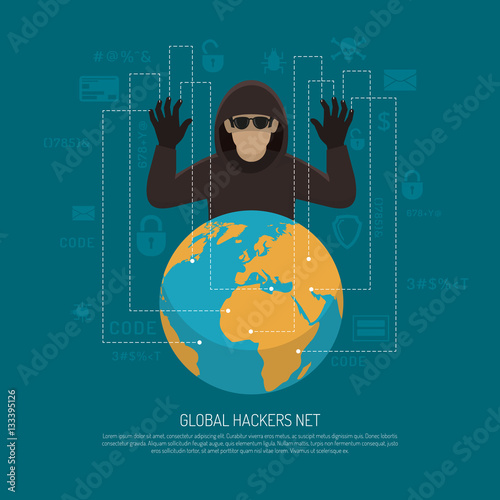 Global Hackers Net Symbolic Background Poster 