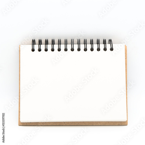 Blank notepad or notebook vintage style on withe background
