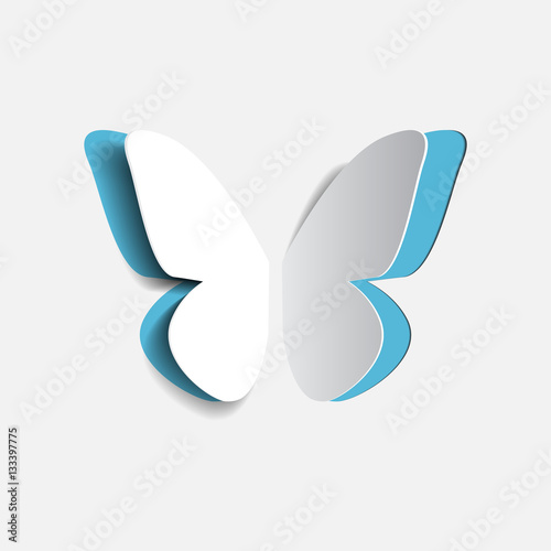 Vector illustration of paper origami blue buttrfly