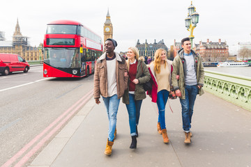 Group of friends having fun in London