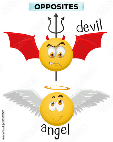 Opposite words with devil and angel