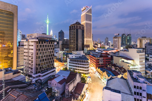 Photography Night view of Kuala Lumpur skyline in Malaysia