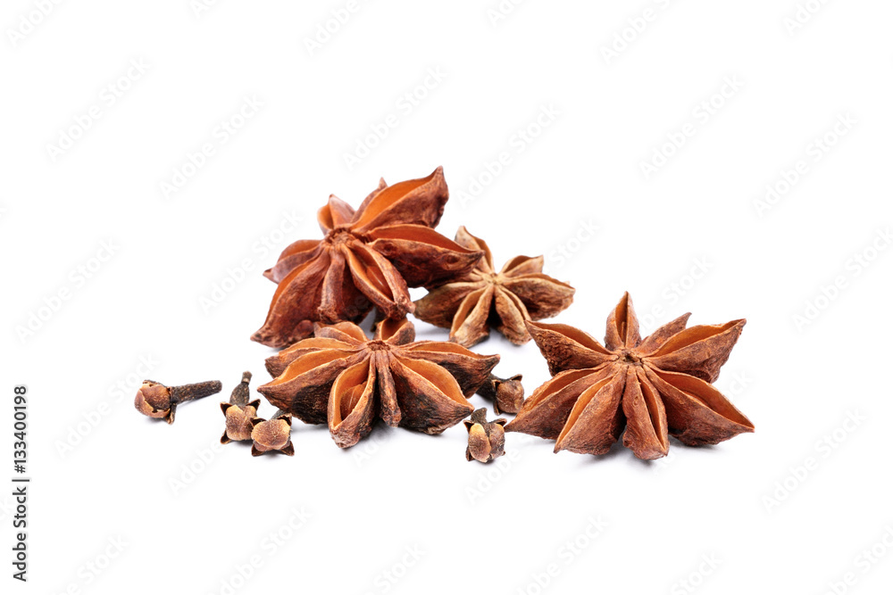 Aromatic star anise isolated on white background Aromatic star anise isolated on white background