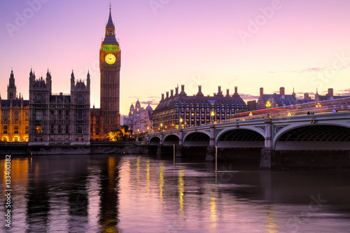 Big Ben and Westminster bridge in London  Uk.