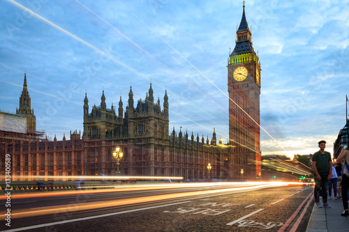 Big Ben and Westminster bridge in London  Uk.