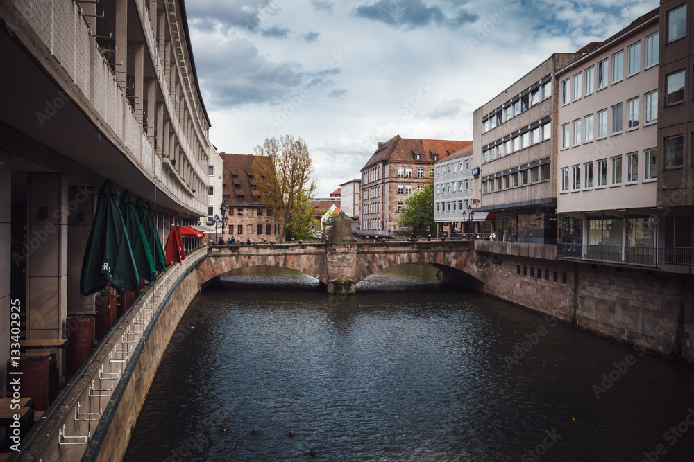 Naklejka premium Old town of Nuremberg over Pegnitz, Bavaria, Germany.
