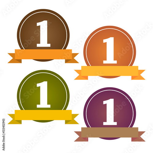 Ribbon Sticker and Sign with number one