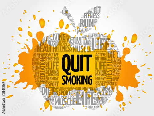 Quit Smoking apple word cloud, health concept