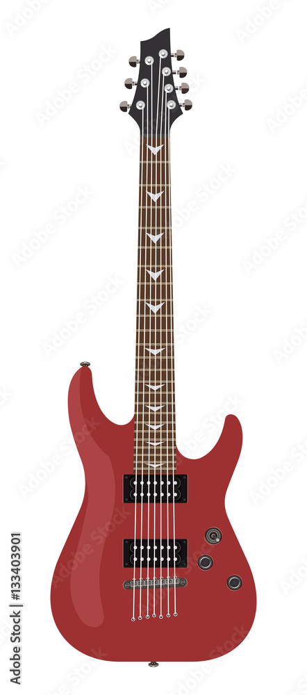 Obraz premium Electric guitar isolated on white background. Vector illustratio