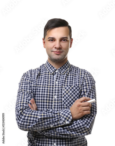 Handsome young teacher on w...