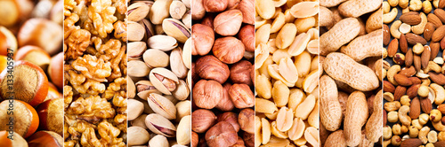 collage of mixed nuts photo