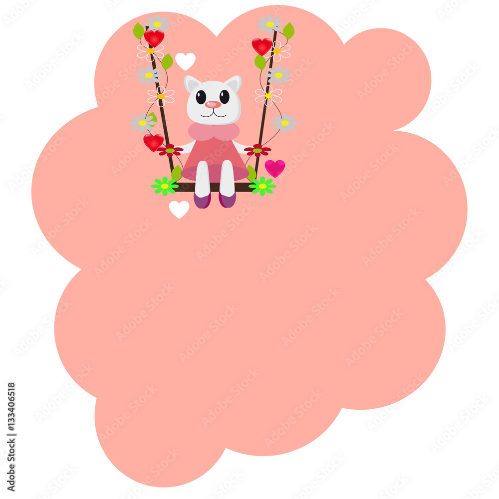 Template for a card with a cat Valentine's Day Template for a card with a cat Valentine's Day