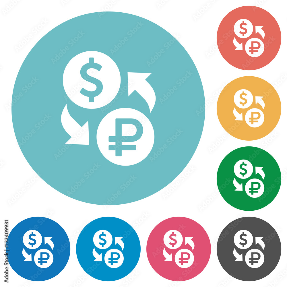 Dollar Ruble money exchange flat round icons Dollar Ruble money exchange flat round icons