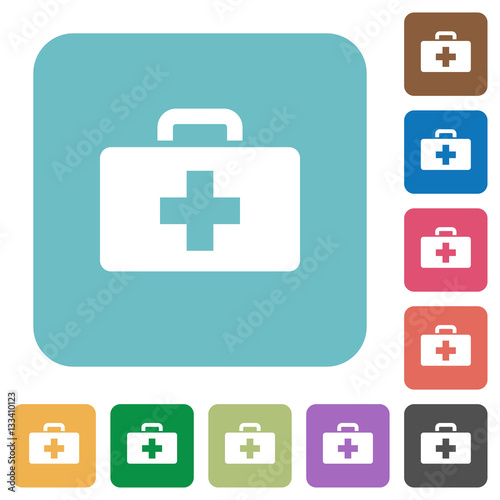 First aid kit rounded square flat icons