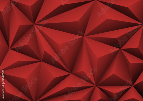 Abstract geometric red background. Folded paper in shape triangl