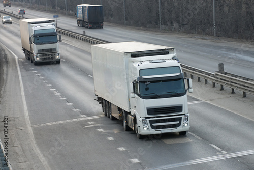 The truck on asphalt road