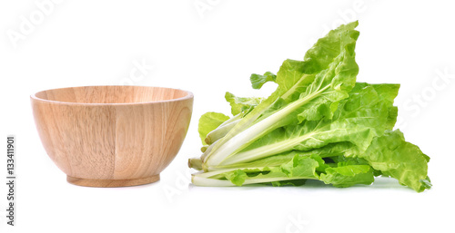 Lettuce green and wood bowl photo