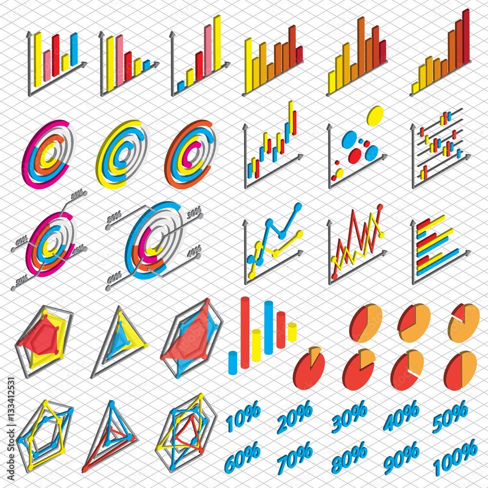illustration of info graphic chart icons set concept in isometric 3d graphic illustration of info graphic chart icons set concept in isometric 3d graphic