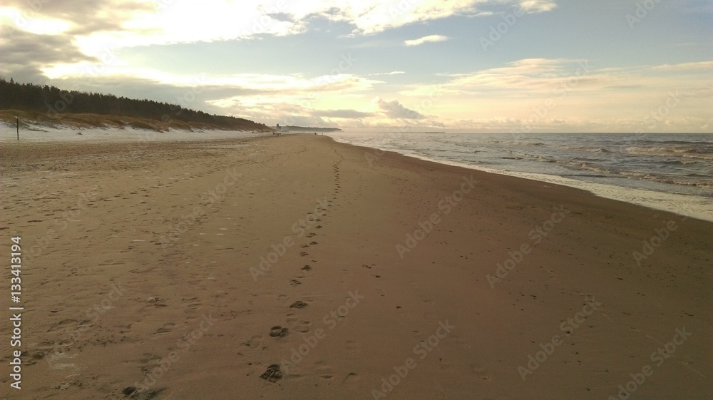 Landscape of the Baltic sea and beach in Lithuania. 