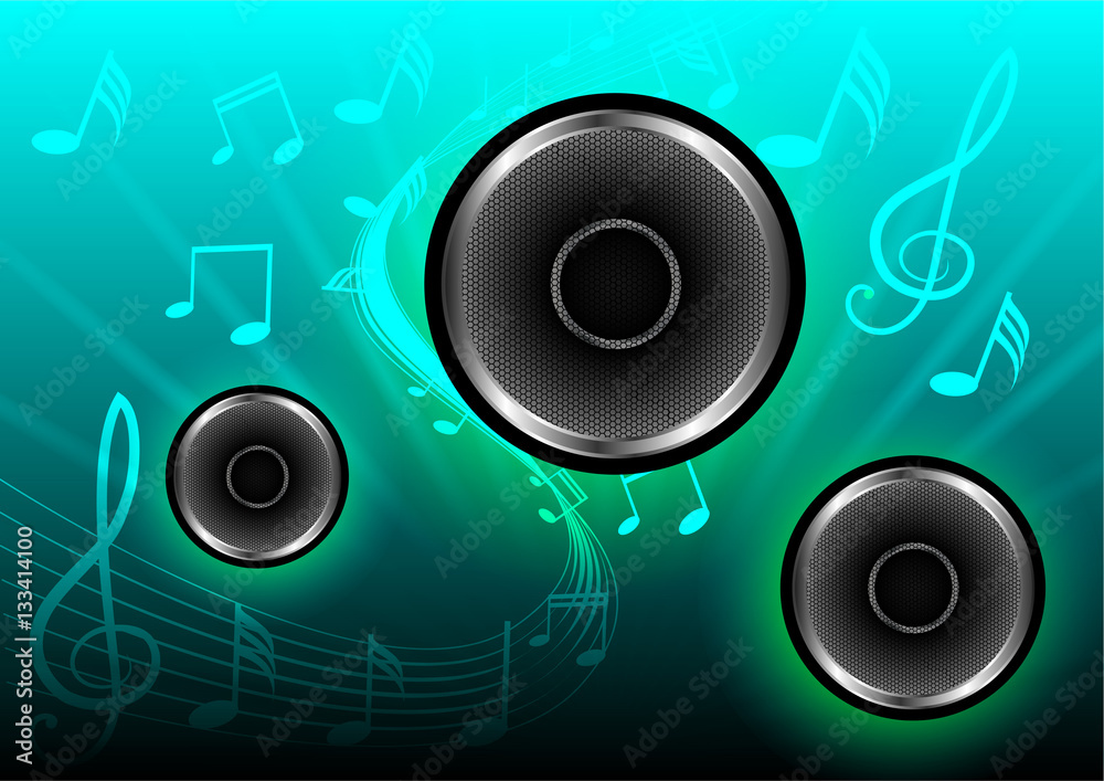 Abstract musical with speakers blue background Abstract musical with speakers blue background