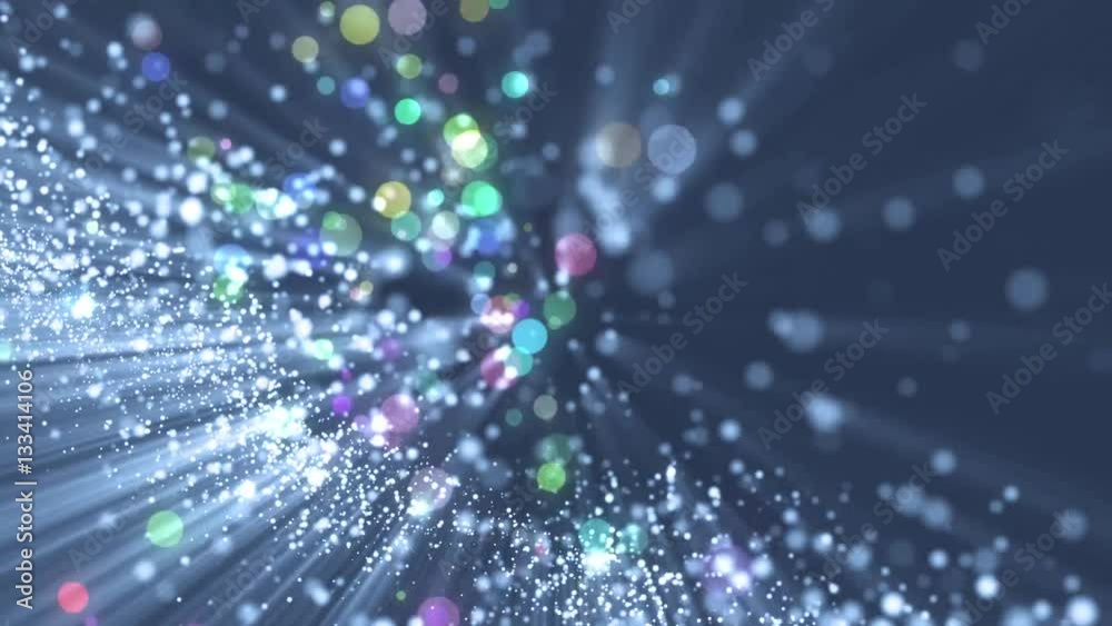  Space with the Azure particles and waves. Loop Background Animation.