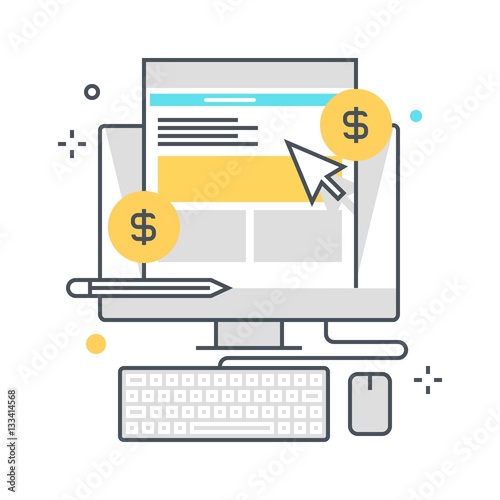 Color line, digital marketingconcept illustration, icon