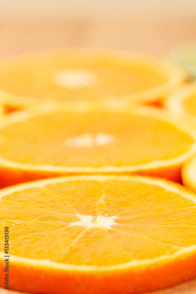 Fototapeta premium Closeup of Orange slice, low focus
