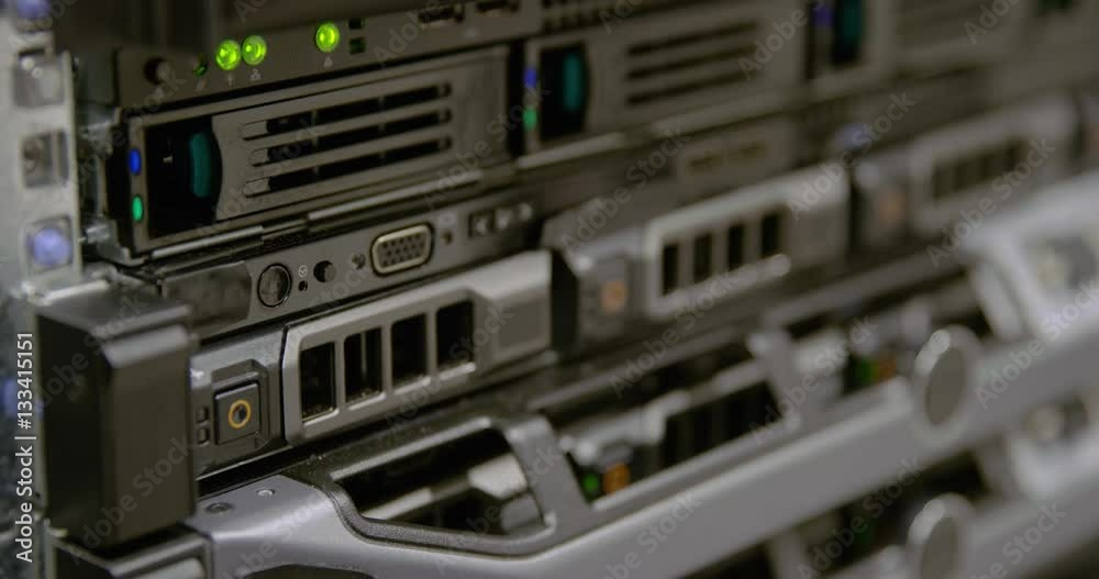 IT consultant power on a rack server in datacenter IT consultant power on a rack server in datacenter