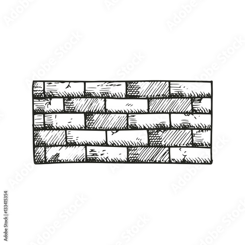 brick wall sketch. vector illustration