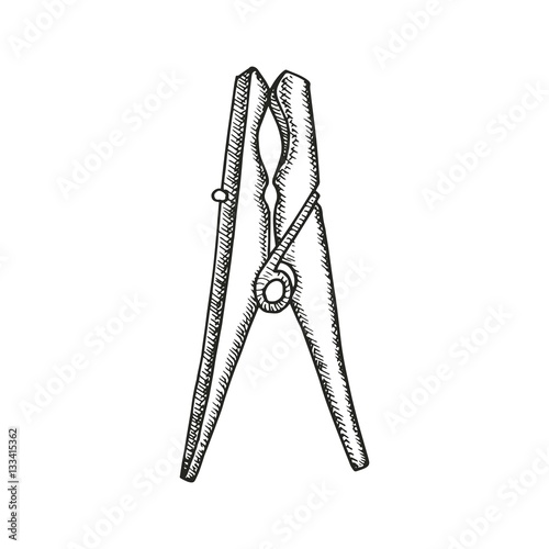 clothespin sketch. vector illustration photo