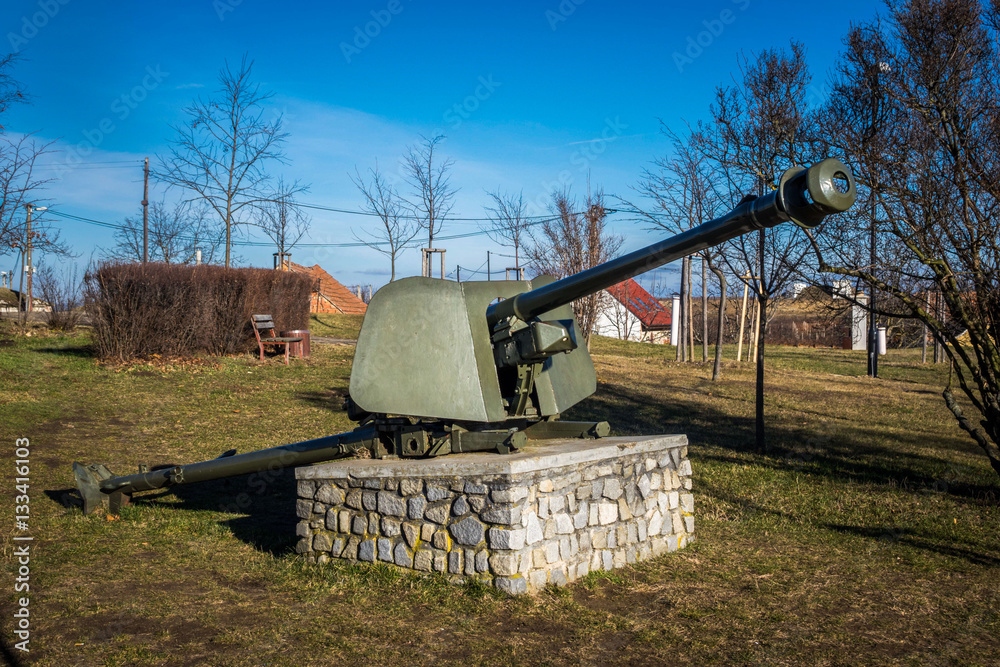 Fototapeta premium Soviet cannon in the park, Vrbice, Czech Republic