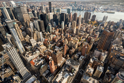 Panorama of old New York skyscrapers