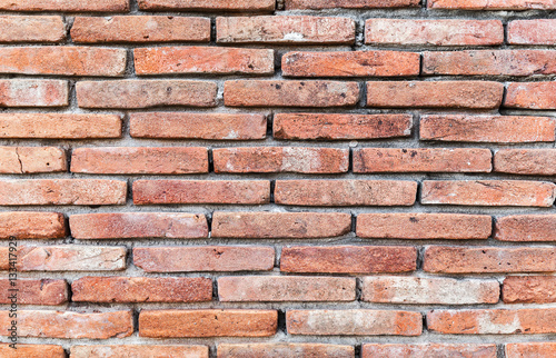 Old red brick wall, background texture