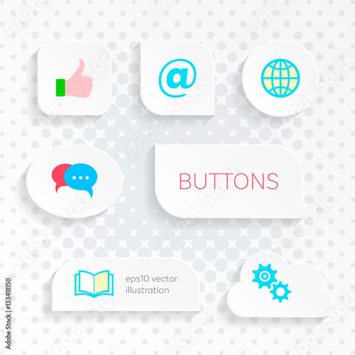 Vector white web buttons with simple icons